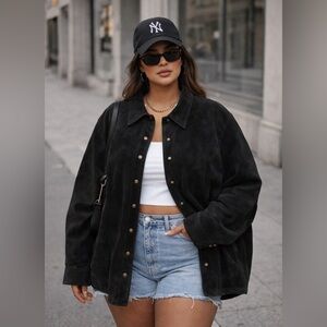 Genuine Suede Leather Black Jacket Simon’s - contemporaine – Size XXL